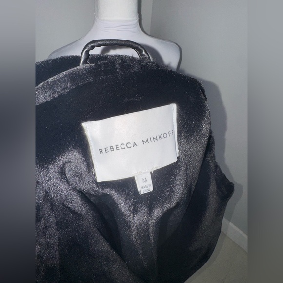 Rebecca Minkoff Faux Leather & Faux Shealing Moto Jacket/ Size Medium - Picture 6 of 7